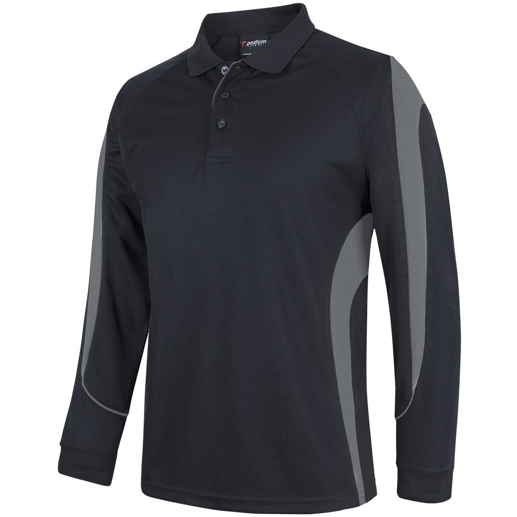 JB's Wear 7BELL L/S Bell Polo - Side View | color:Black/Charcoal|view:side