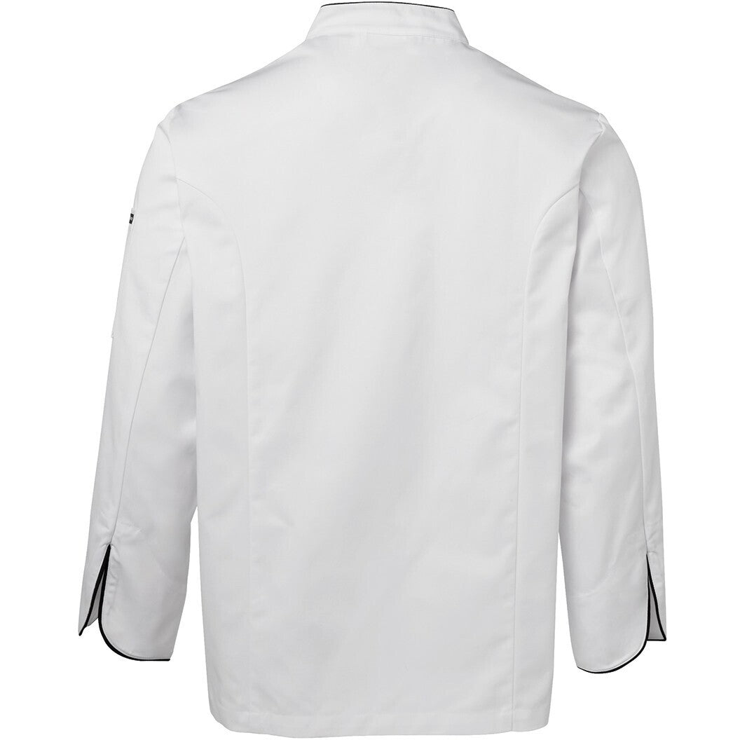JB's Wear 5CJ L/S Chefs Jacket - Back View | color:White/ Black Piping|view:back