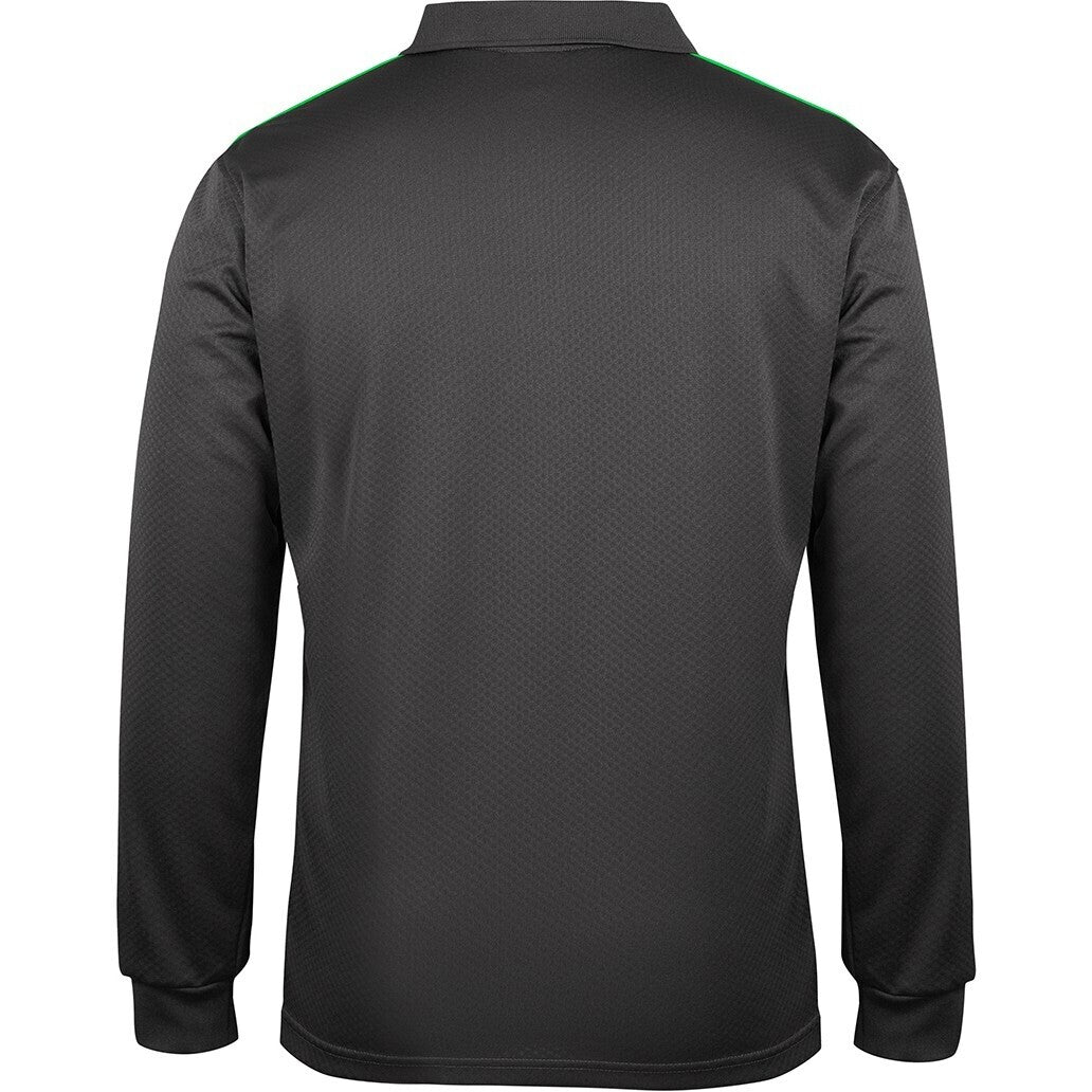 JB's Wear 7CLP L/S Cool Polo - Back View | color:Gunmetal/Pea Green/Grey|view:back