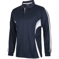 JB's Wear 7CLP L/S Cool Polo - Side View | color:Navy/White/Grey|view:side