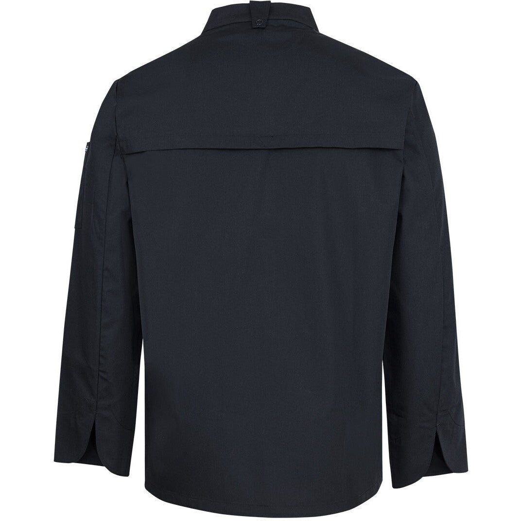 JB's Wear 5CJL L/S Snap Button Chefs Jacket - Back View | color:Black|view:back