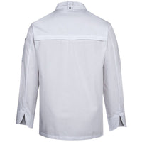 JB's Wear 5CJL L/S Snap Button Chefs Jacket - Back View | color:White|view:back