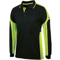 JB's Wear 6SPPL L/S Street Panel Polo - Side View | color:Black/Lime|view:side