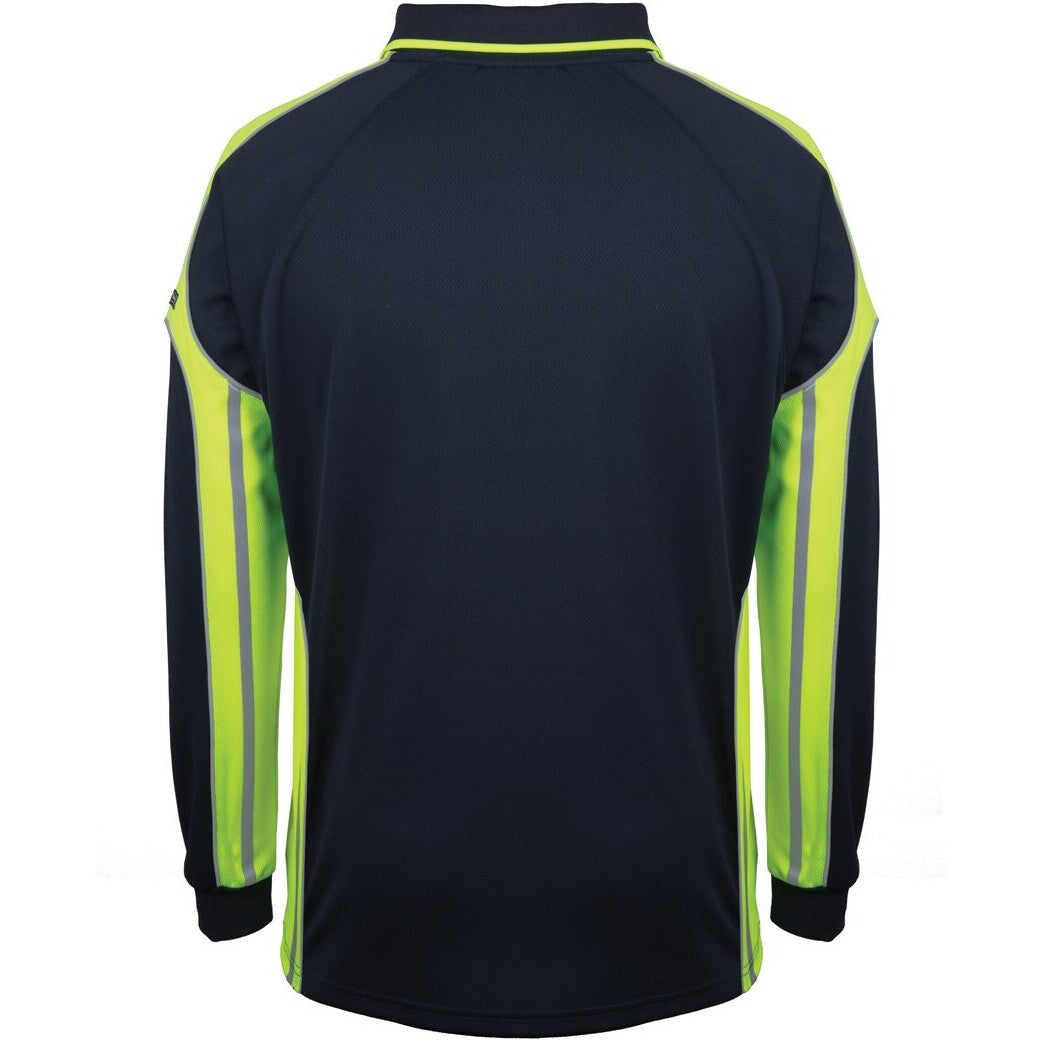 JB's Wear 6SPPL L/S Street Panel Polo - Back View | color:Navy/Lime|view:back