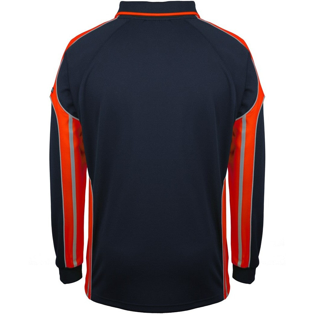 JB's Wear 6SPPL L/S Street Panel Polo - Back View | color:Navy/Orange|view:back