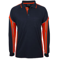 JB's Wear 6SPPL L/S Street Panel Polo - Front View | color:Navy/Orange|view:front