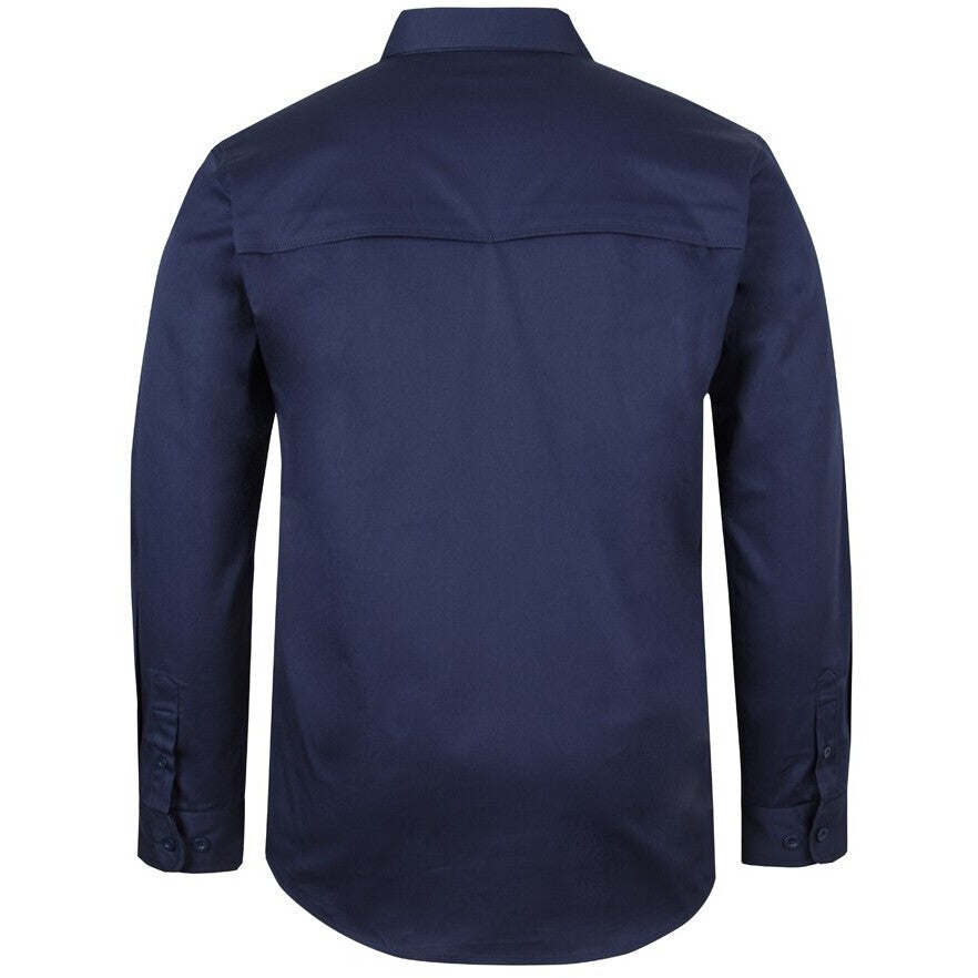 JB's Wear 6WLCS L/S Stretch Close Front Work Shirt - Back View | color:Navy|view:back