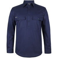 JB's Wear 6WLCS L/S Stretch Close Front Work Shirt - Front View | color:Navy|view:front