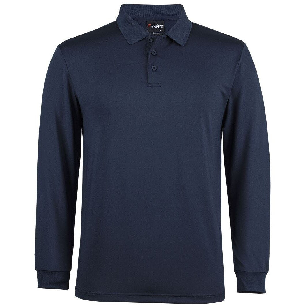 JB's Wear 7STL L/S Stretch Polo - Front View | color:Navy|view:front