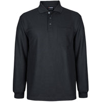 JB's Wear 7WPL L/S Waffle Pocket Polo - Front View | color:Black|view:front