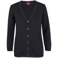 JB's Wear 6LCA Ladies Anti-Bacterial ISO 20645 Cardigan - Front View | color:Black|view:front