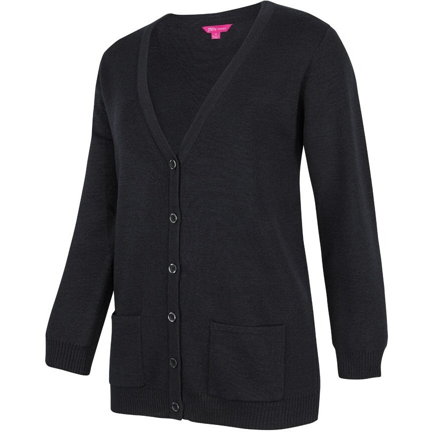 JB's Wear 6LCA Ladies Anti-Bacterial ISO 20645 Cardigan - Side View | color:Black|view:side