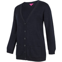 JB's Wear 6LCA Ladies Anti-Bacterial ISO 20645 Cardigan - Side View | color:Navy|view:side