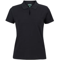JB's Wear 2STS1 Ladies Cotton S/S Stretch Polo - Front View | color:Black|view:front