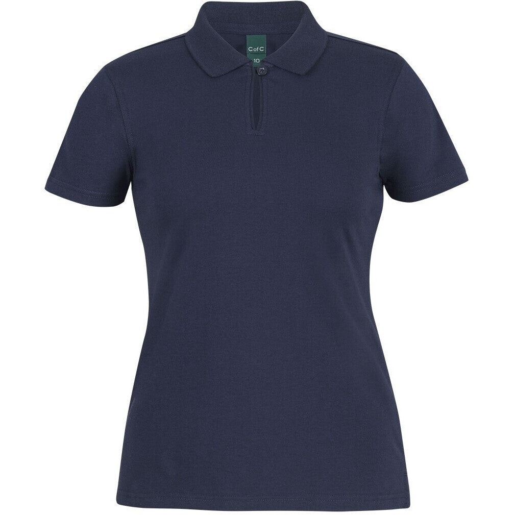 JB's Wear 2STS1 Ladies Cotton S/S Stretch Polo - Front View | color:Navy|view:front