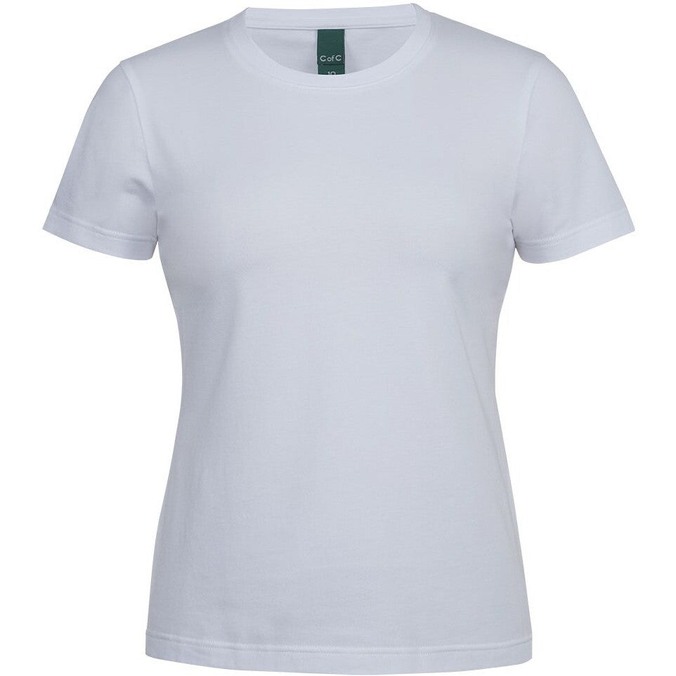 JB's Wear 1STS1 Ladies Cotton S/S Stretch Tee - Front View | color:White|view:front