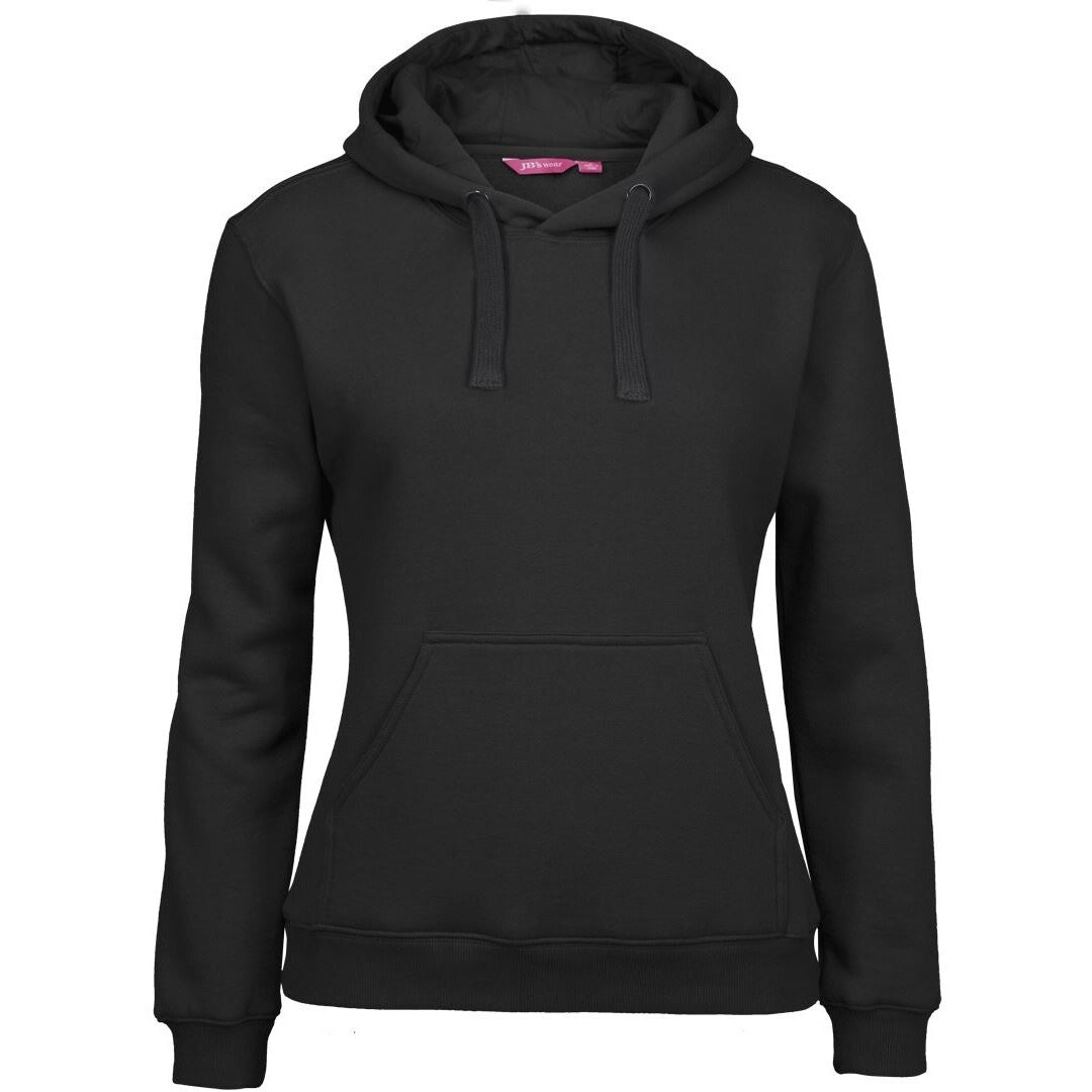 JB's Wear 3FH1 Ladies Fleecy Hoodie - Front View | color:Black|view:front