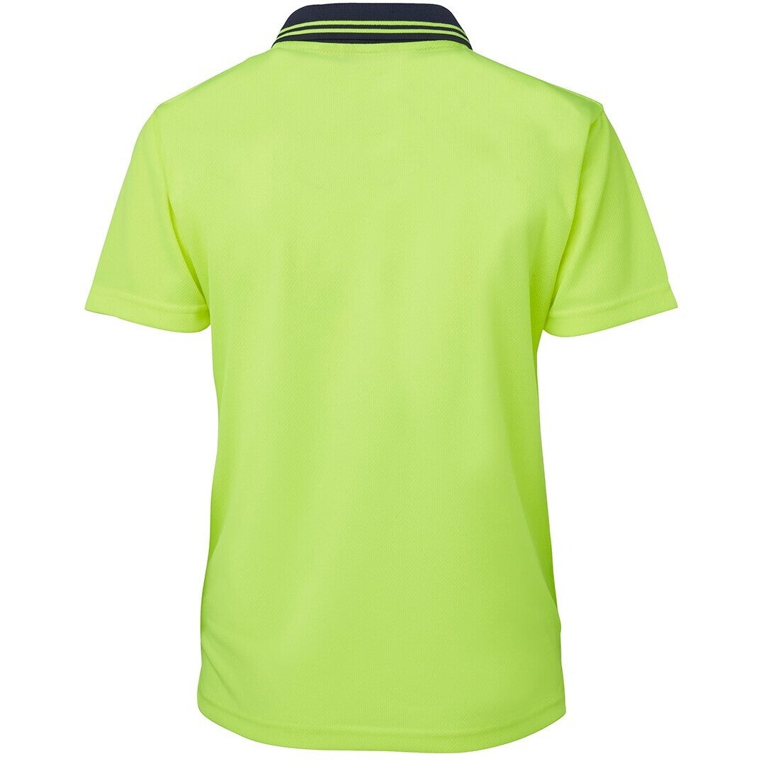 JB's Wear 6LHCP Ladies Hi Vis S/S Comfort Polo - Back View | color:Lime/Navy|view:back
