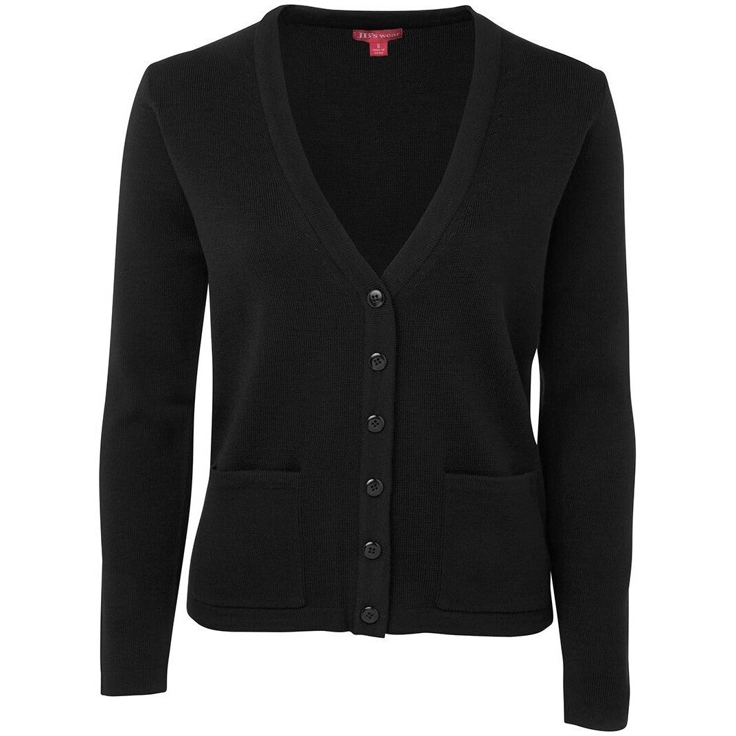 JB's Wear 6LC Ladies Knitted Cardigan - Front View | color:Black|view:front