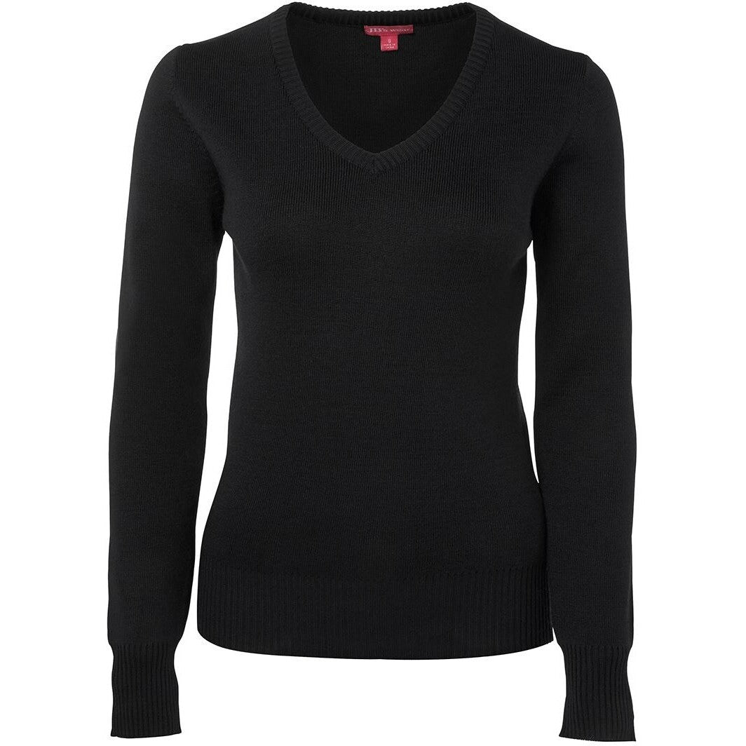JB's Wear 6J1 Ladies Knitted Jumper - Front View | color:Black|view:front