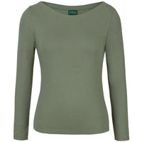 JB's Wear 1BTL Ladies L/S Boat Neck Tee - Front View | color:Sage|view:front