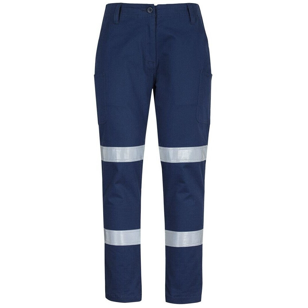 JB's Wear 6MTD1 Ladies Multi Pocket Stretch Twill Pant With D+N Tape - Front View | color:Navy|view:front