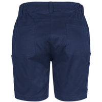 JB's Wear 6MTS1 Ladies Multi Pocket Stretch Twill Short - Back View | color:Navy|view:back