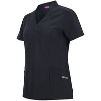 JB's Wear 4SMT1 Ladies Nu Mandarin Collar Scrub Top - Side View | color:Black|view:side