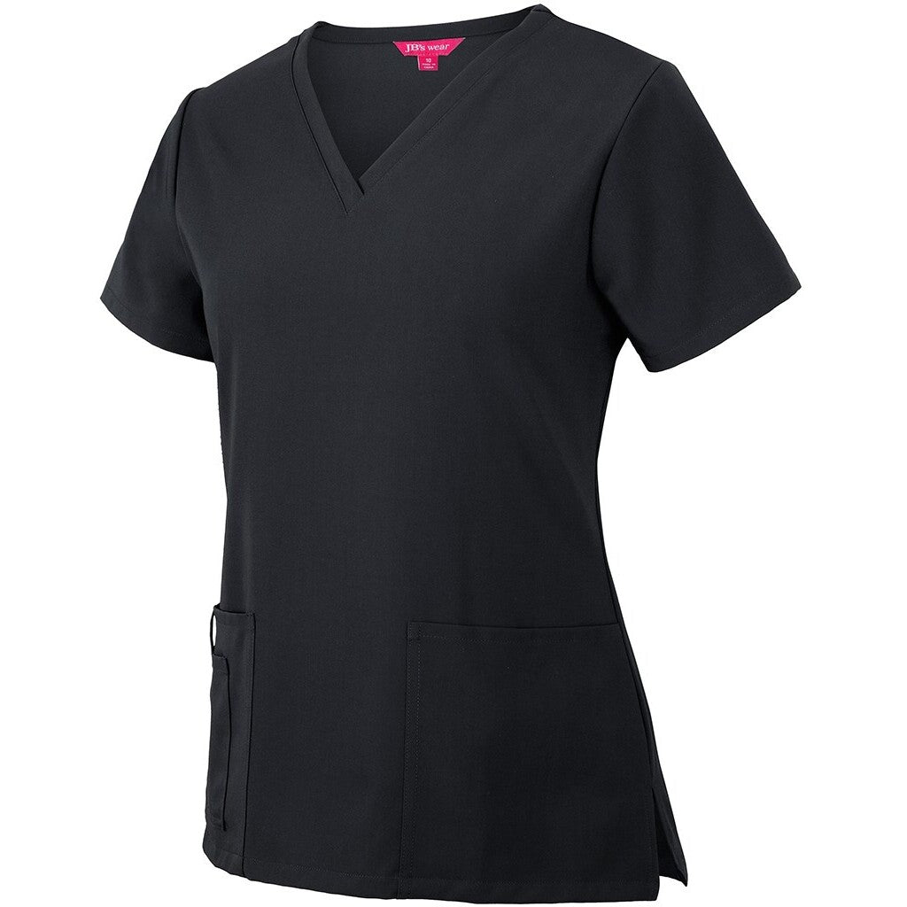 JB's Wear 4SNT1 Ladies Nu Scrub Top - Side View | color:Black|view:side