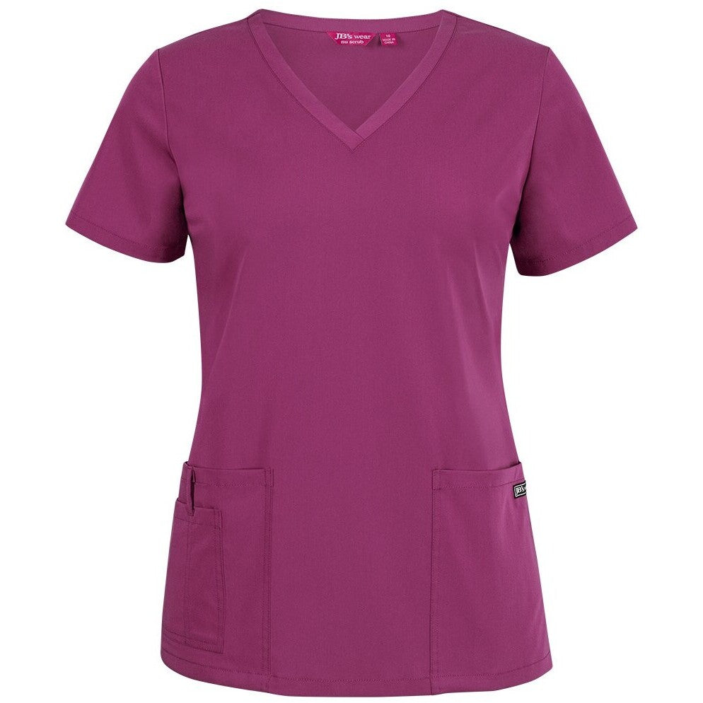 JB's Wear 4SNT1 Ladies Nu Scrub Top - Front View | color:Fuchsia|view:front