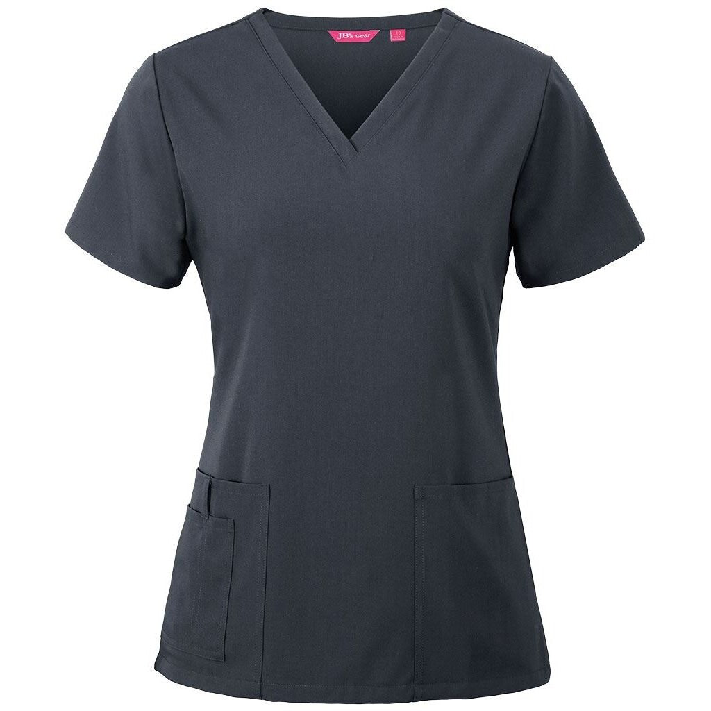JB's Wear 4SNT1 Ladies Nu Scrub Top - Front View | color:Graphite|view:front