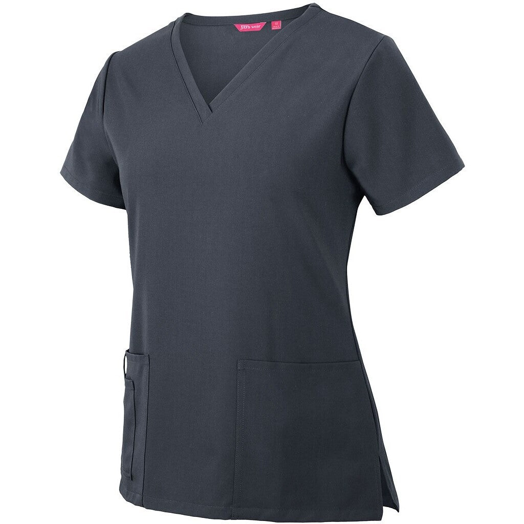 JB's Wear 4SNT1 Ladies Nu Scrub Top - Side View | color:Graphite|view:side
