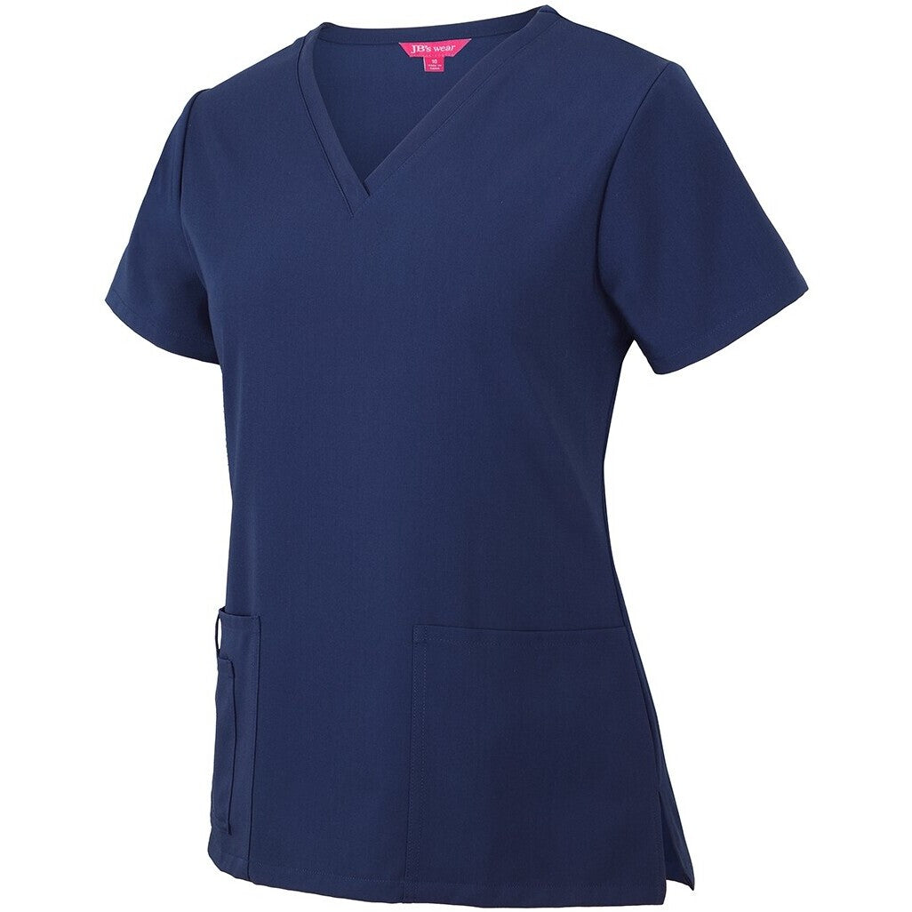 JB's Wear 4SNT1 Ladies Nu Scrub Top - Side View | color:Indigo|view:side