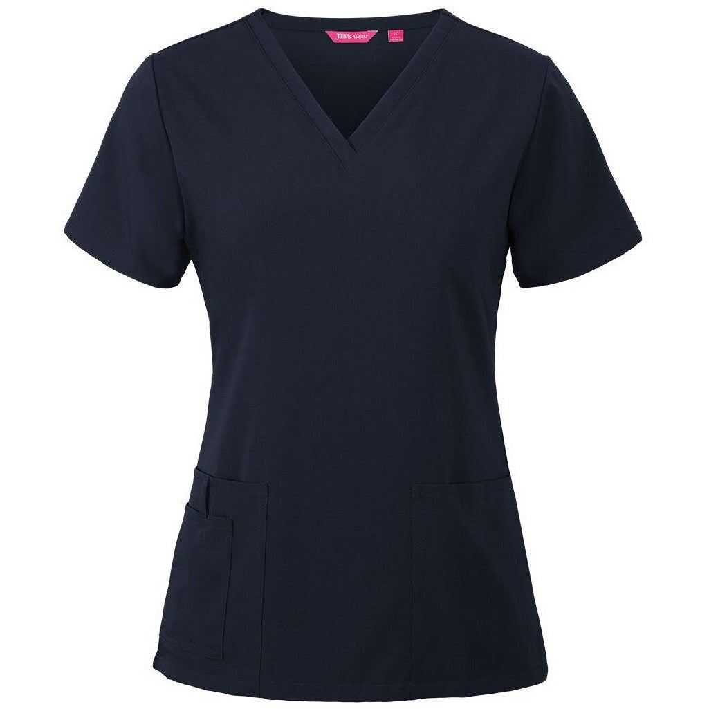 JB's Wear 4SNT1 Ladies Nu Scrub Top - Front View | color:Navy|view:front