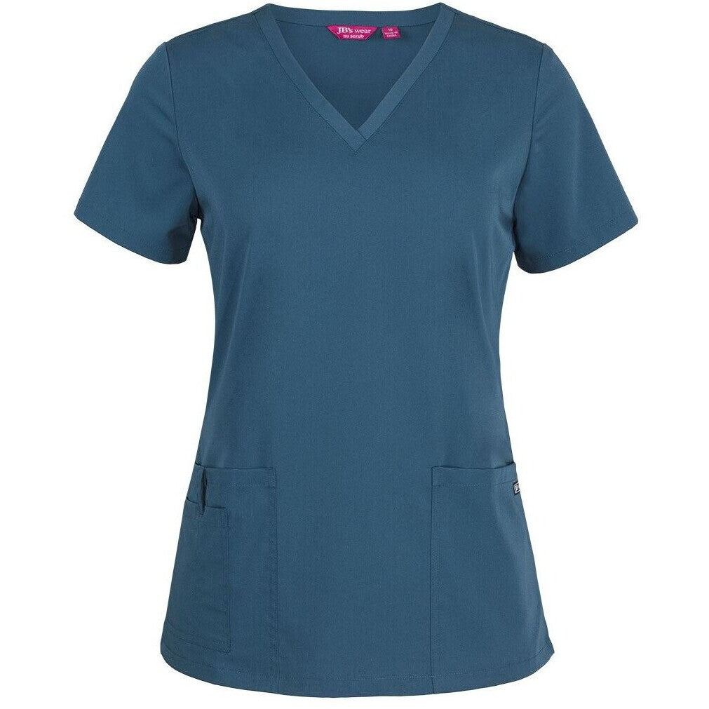 JB's Wear 4SNT1 Ladies Nu Scrub Top - Front View | color:Storm Blue|view:front