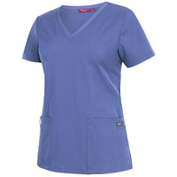 JB's Wear 4SNT1 Ladies Nu Scrub Top - Side View | color:Vista Blue|view:side