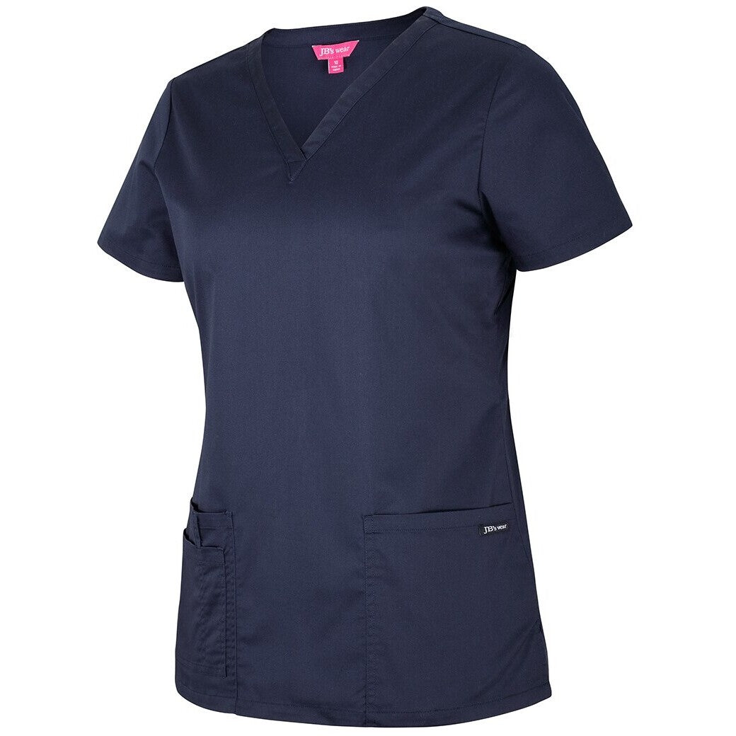 JB's Wear 4SPT1 Ladies Premium Scrub Top - Side View | color:Navy|view:side