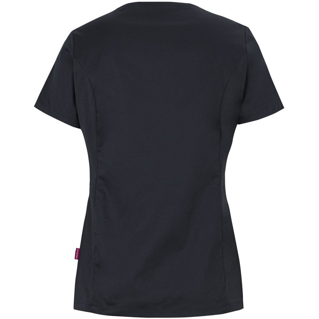 JB's Wear 4SUT1 Ladies Premium Stretch Panel Scrub Top - Back View | color:Black|view:back