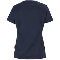 JB's Wear 4SUT1 Ladies Premium Stretch Panel Scrub Top - Back View | color:Navy|view:back