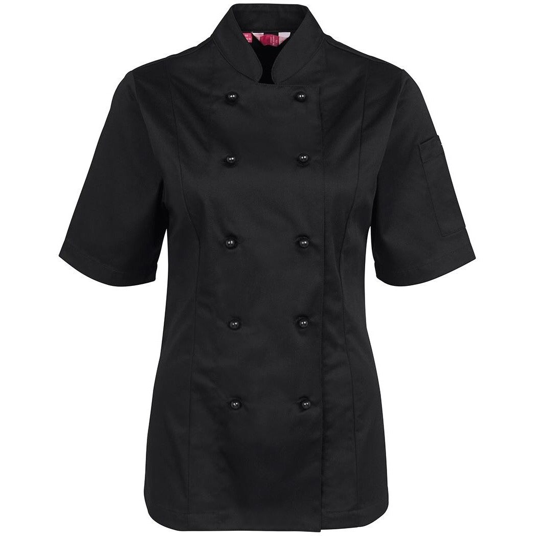 JB's Wear 5CJ21 Ladies S/S Chef's Jacket - Front View | color:Black|view:front