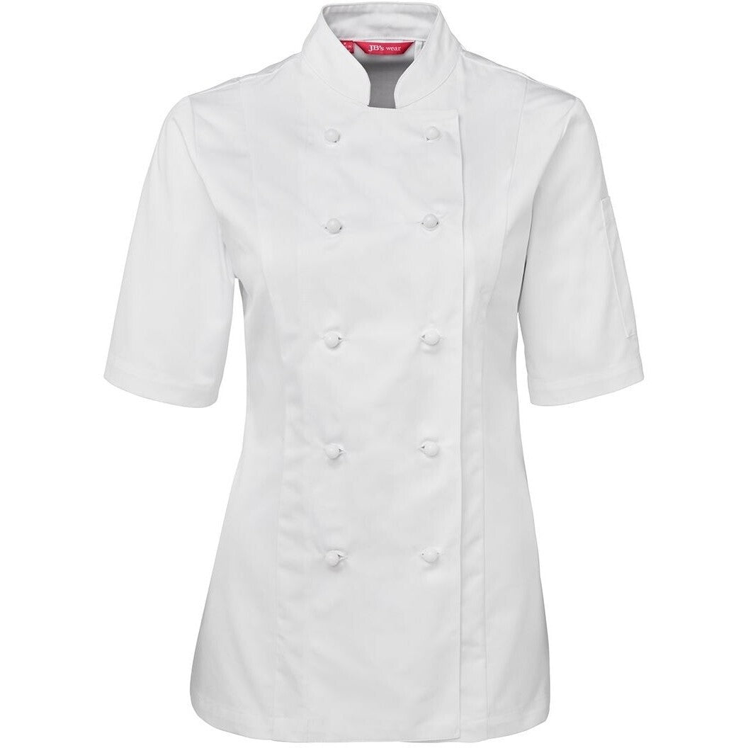 JB's Wear 5CJ21 Ladies S/S Chef's Jacket - Front View | color:White|view:front