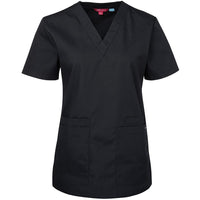 JB's Wear 4SRT1 Ladies Scrubs Top - Front View | color:Black|view:front