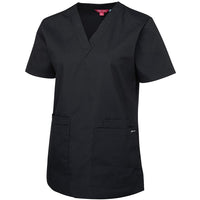 JB's Wear 4SRT1 Ladies Scrubs Top - Side View | color:Black|view:side