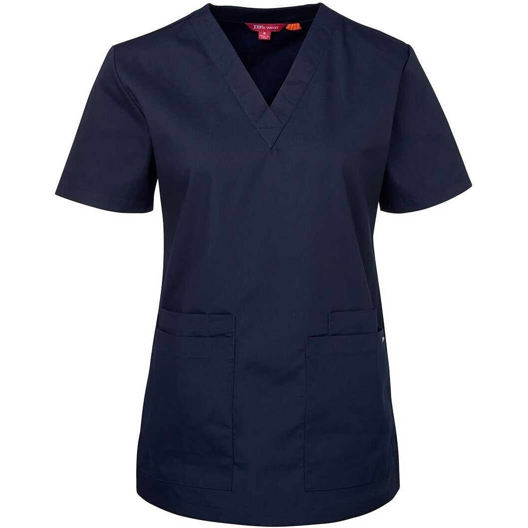 JB's Wear 4SRT1 Ladies Scrubs Top - Front View | color:Navy|view:front