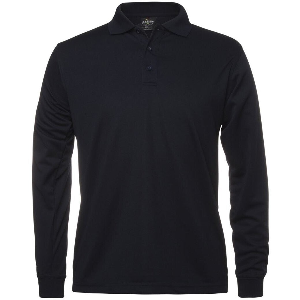 JB's Wear 7SPL Long Sleeve Poly Polo - Front View | color:Navy|view:front
