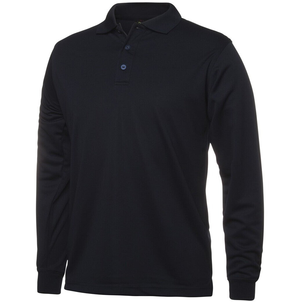 JB's Wear 7SPL Long Sleeve Poly Polo - Side View | color:Navy|view:side