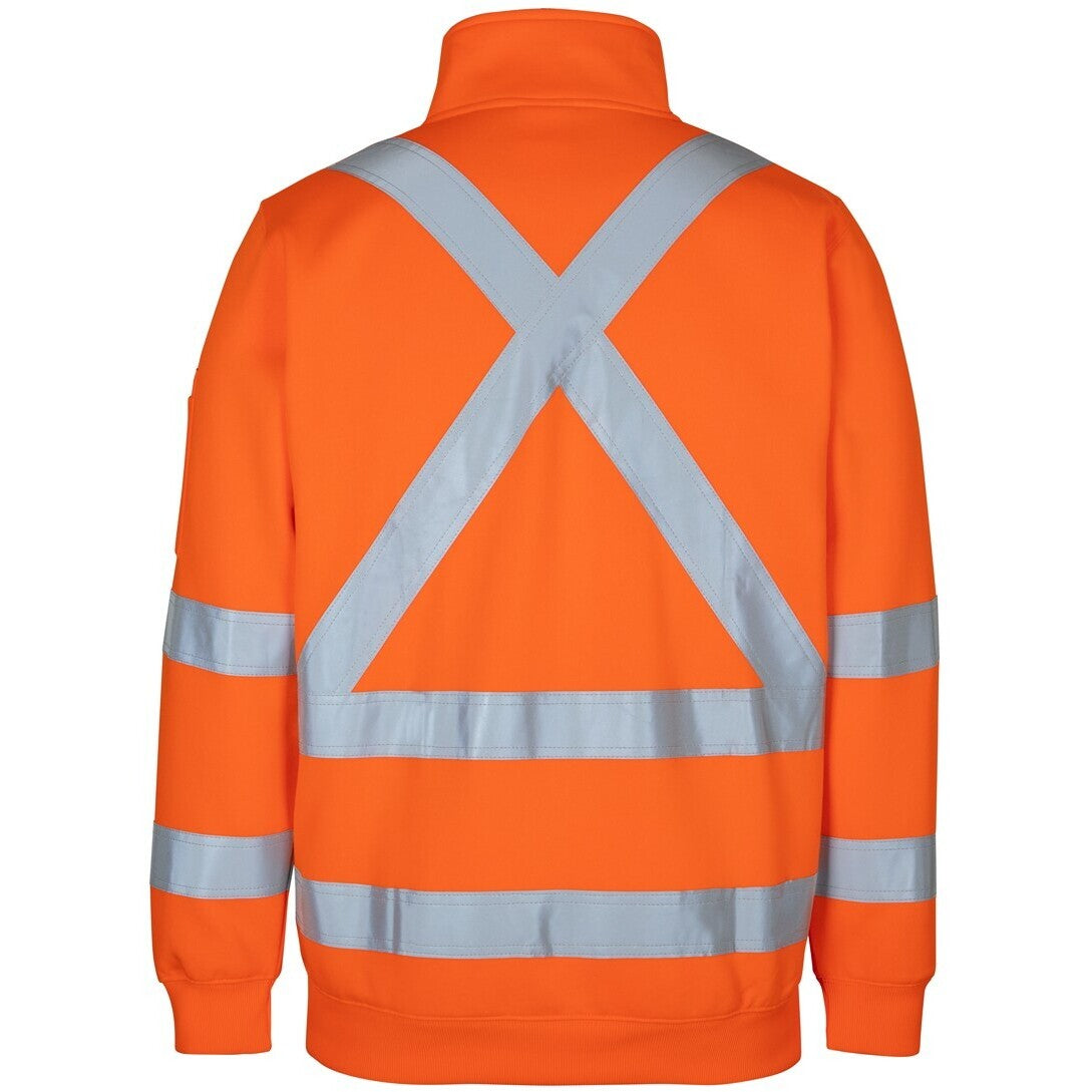 JB's Wear 6DAQF NSW/QLD Rail (D+N) X-Back 1/2 Zip Fleece - Back View | color:Orange|view:back