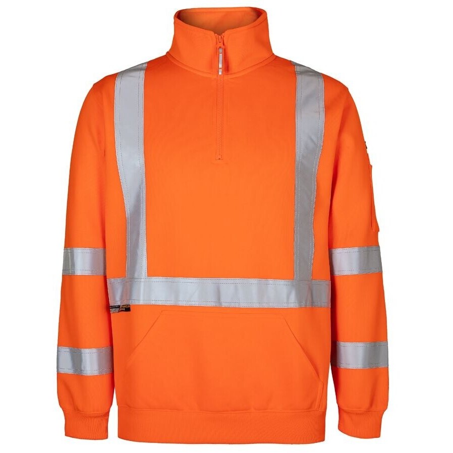 JB's Wear 6DAQF NSW/QLD Rail (D+N) X-Back 1/2 Zip Fleece - Front View | color:Orange|view:front