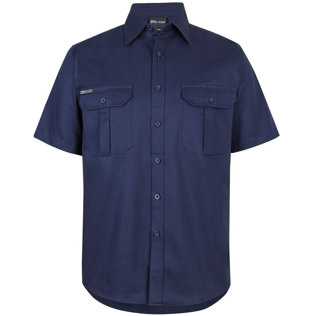 JB's Wear 6WSS S/S 190G Work Shirt - Front View | color:Navy|view:front