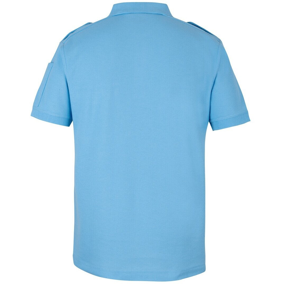 JB's Wear 210ES S/S 250 Epaulette Polo - Back View | color:Lt Blue|view:back